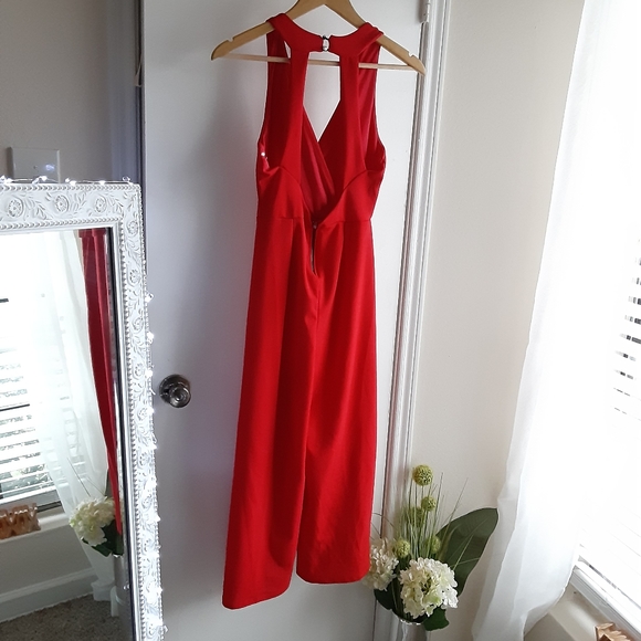 Red Culotte Sleeveless Jumpsuit Medium - Picture 7 of 8